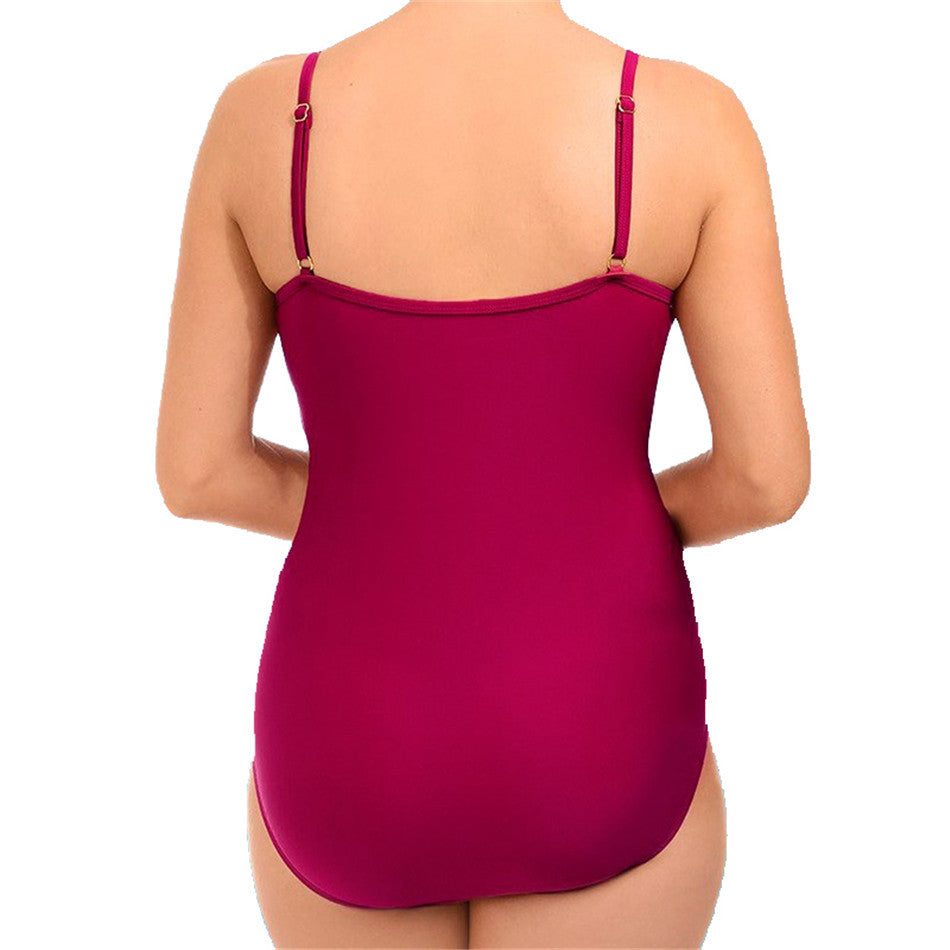Ruffle One Piece Swimsuit Mature Women Cover Belly Swimwear Slimming Vintage Retro Bodysuit Bathing Suits Monokini Plus Size 3Xl