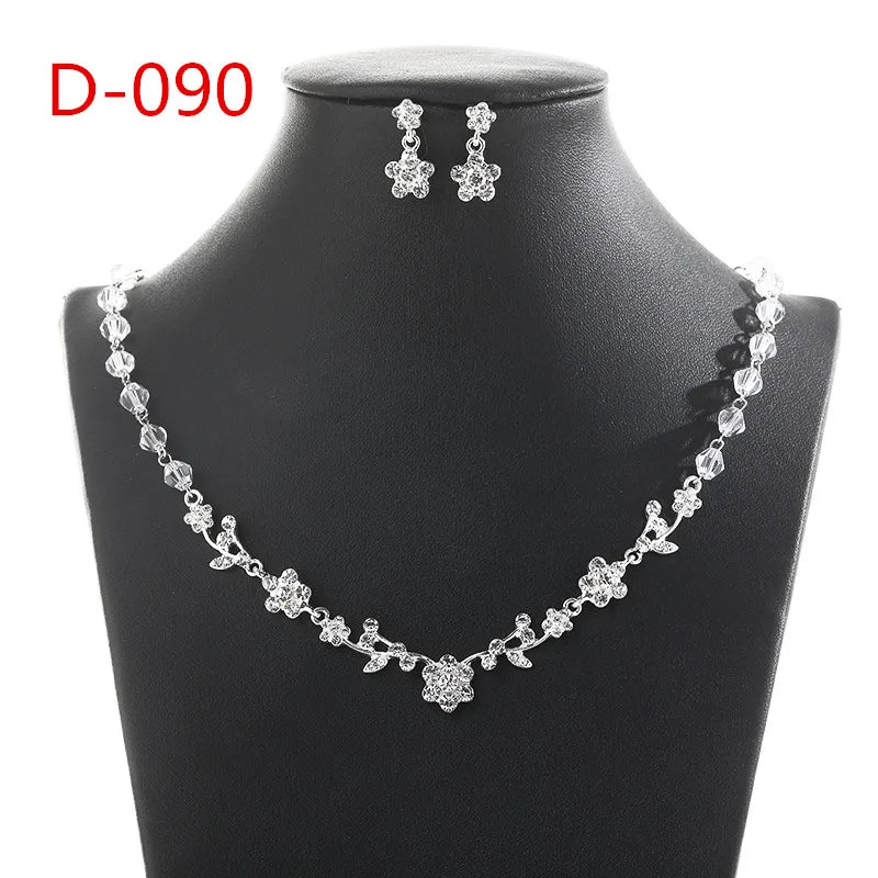 Slbridal Crystal Bridal Wedding Jewelry Sets African Beads Silver Color Rhinestones Women Necklace Set Engagement Prom Jewelry