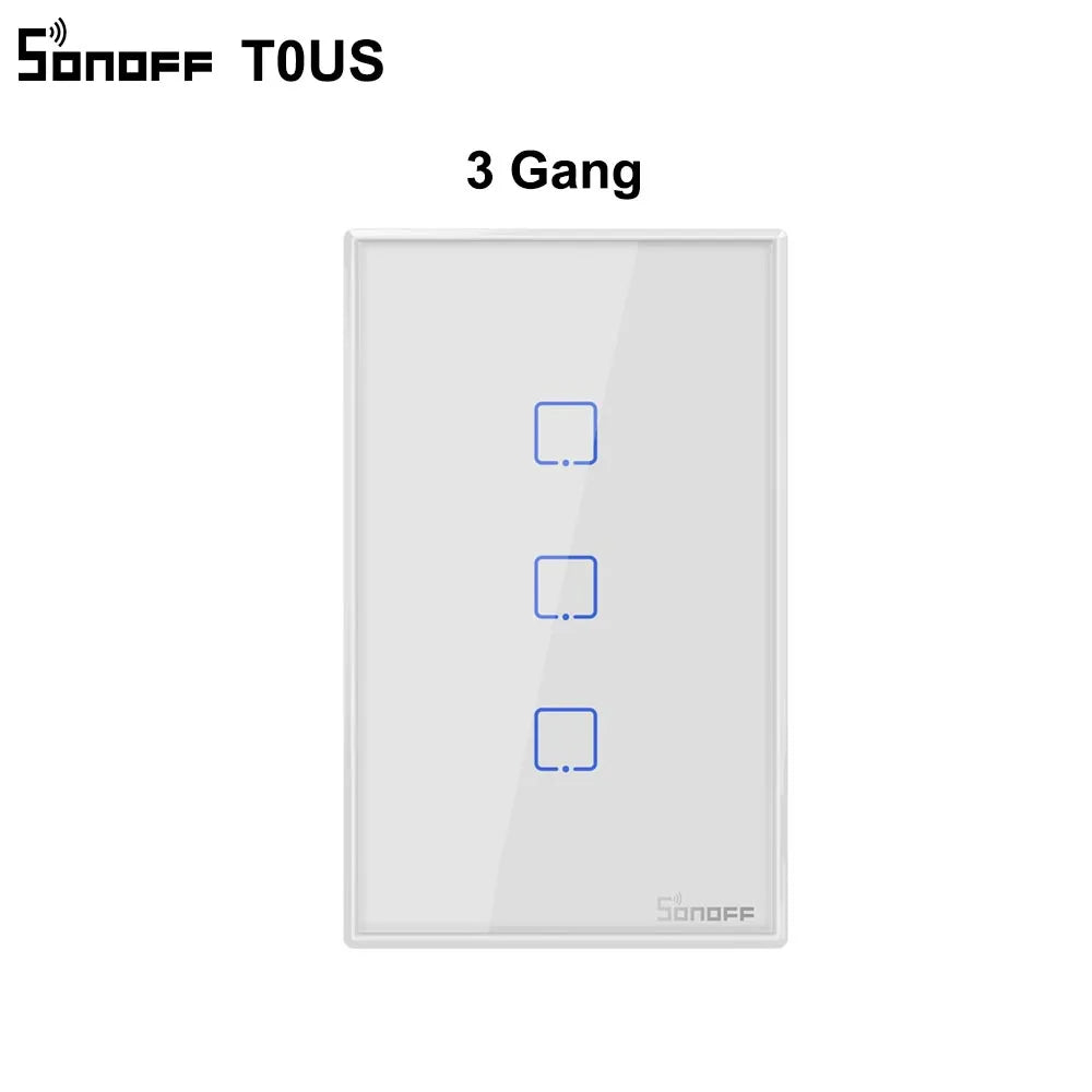 Sonoff T0Us Tx Wifi Smart Wall Light Switch Timer 1/2/3 Gang Support Voice/App/Touch Control Works With Alexa Google Home Ifttt