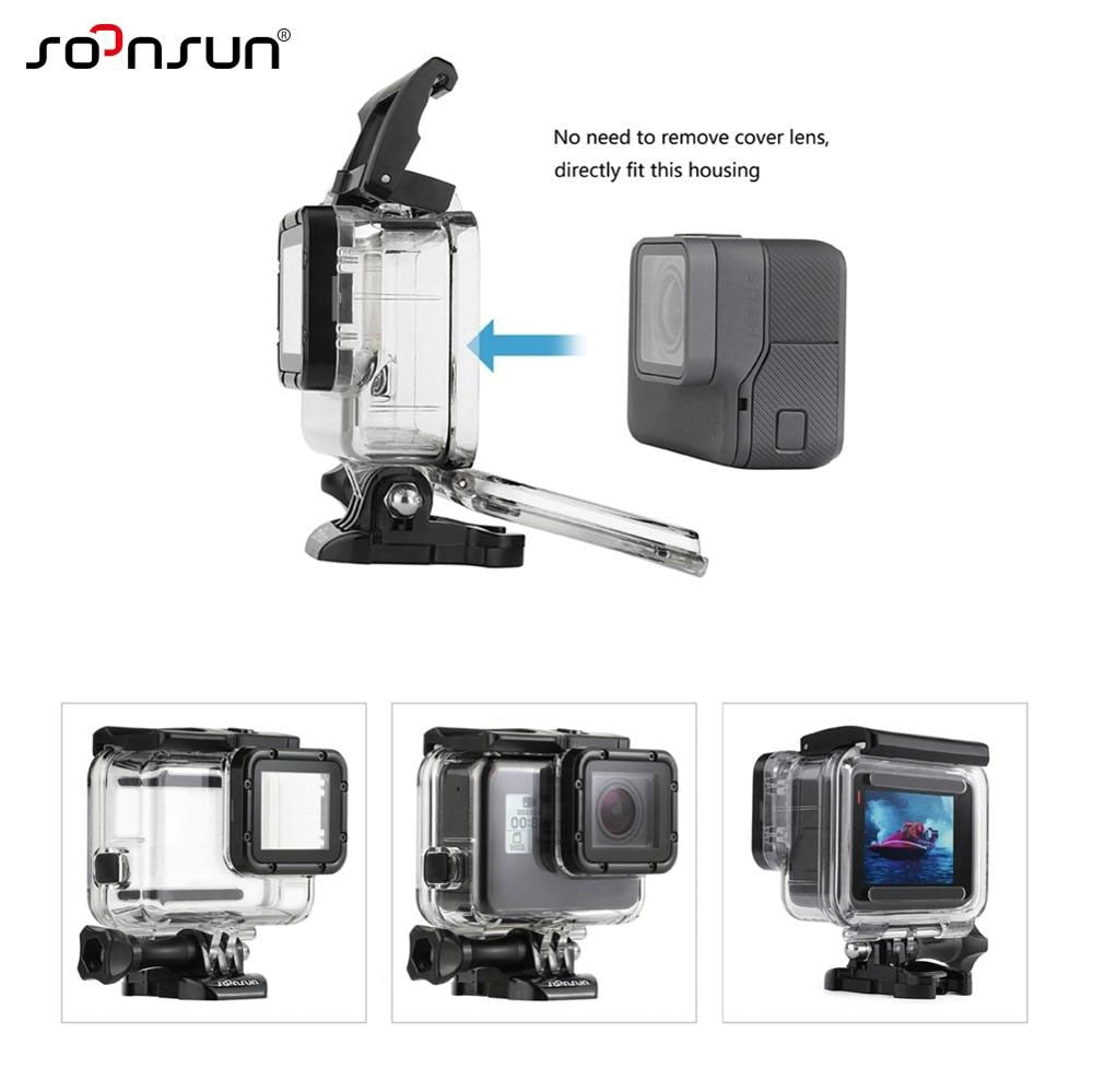 SOONSUN 45M Underwater Diving Waterproof Housing Case + Dive Color Lens Filter Kit for GoPro Hero 5 6 7 Black Camera Accessories