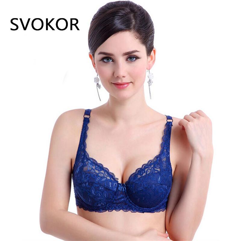 Svokor Women Bras Fashion Casual Sexy V-Neck Solid Color Chest Pad Lace Sling Nylon Breathable Elasticity Comfortable Women Bras