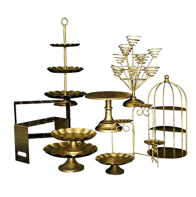 Sweetgo Cake Stands 1 Piece Vintage Gold Cupcake Trays Birdcage Tools Home Decoration Dessert Table Organizer Party Supplier
