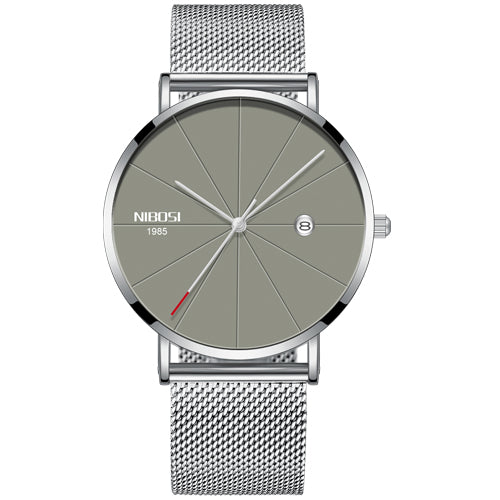 Saat Nibosi Luxury Brand Watches Men Mesh Band Fashion Simple Watch Clock Man Black Ultra Thin Watches For Men Relogio Masculino