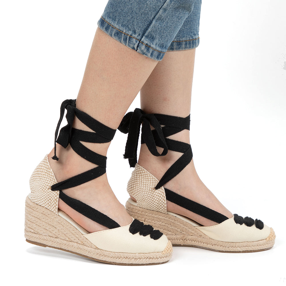 Sandalias Mujer Women'S Wedge Espadrille Sandals Comfortable Slippers Ladies Womens Casual Shoes Breathable Flax Canvas Pumps