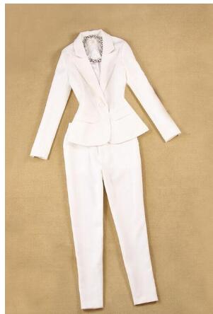 Set Women'S Spring And Autumn New Female Professional Blazer Slim Simple Light Blue Suit And  Pants Feet Pants Two Sets