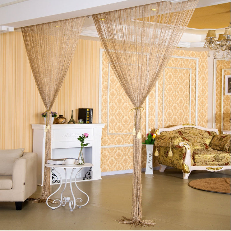 Shiny Tassel Silver Line String Curtain 300*290Cm&100X200Cm Fashion Valance Living Room Divider Wedding Diy Home Decoration