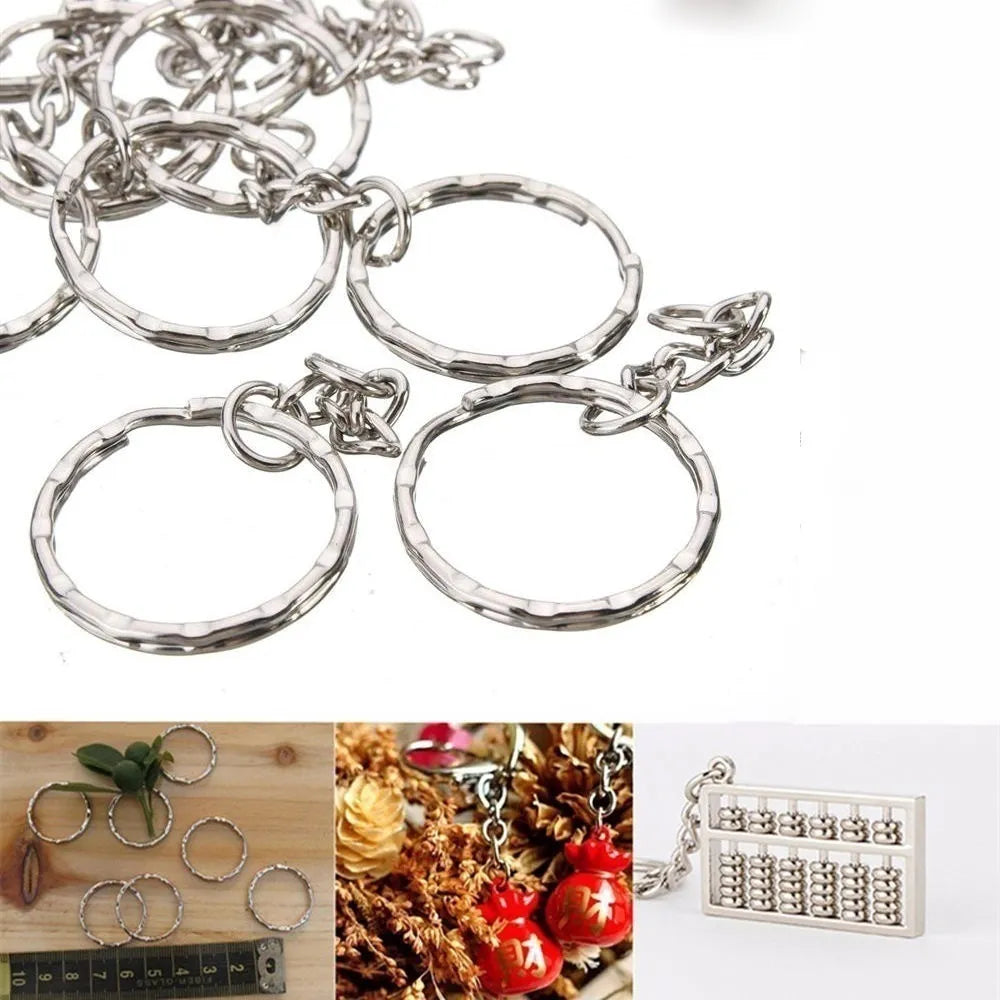 Silver Plated Metal Blank Keyring Keychain Split Ring Keyfob Key Holder Rings Women Men Diy Key Chains Key Ring Accessories