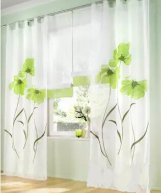 Single Panel Fashion Rustic Window Screening For The Bedroom Green/Blue/Orange/Pink  Flower Sheer Curtain Voile Window Curtains