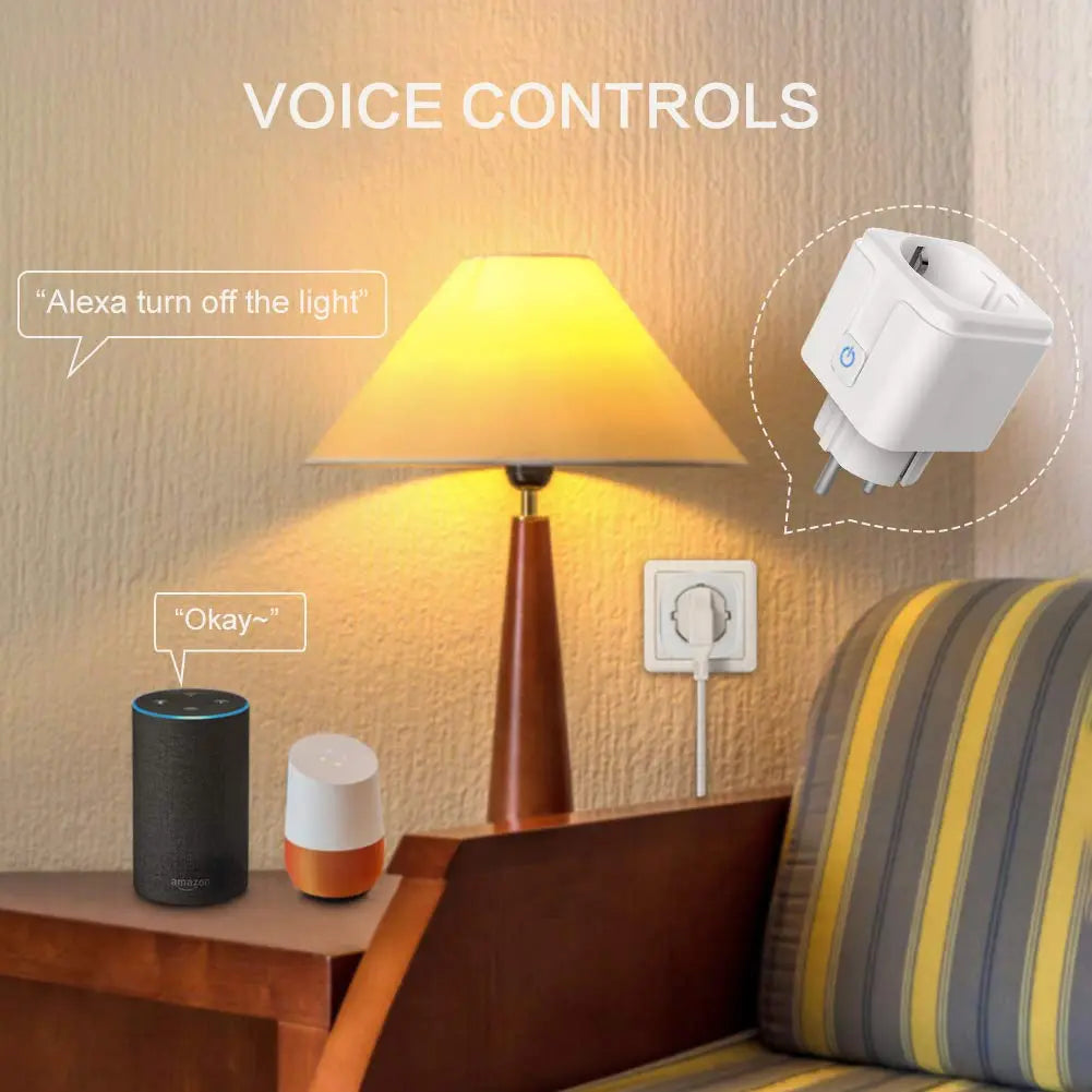 Smart Plug Wifi Socket With Timer Eu Adapter Outlet Tuya 16A Power Monitor Works With Alexa Google Home Assistant