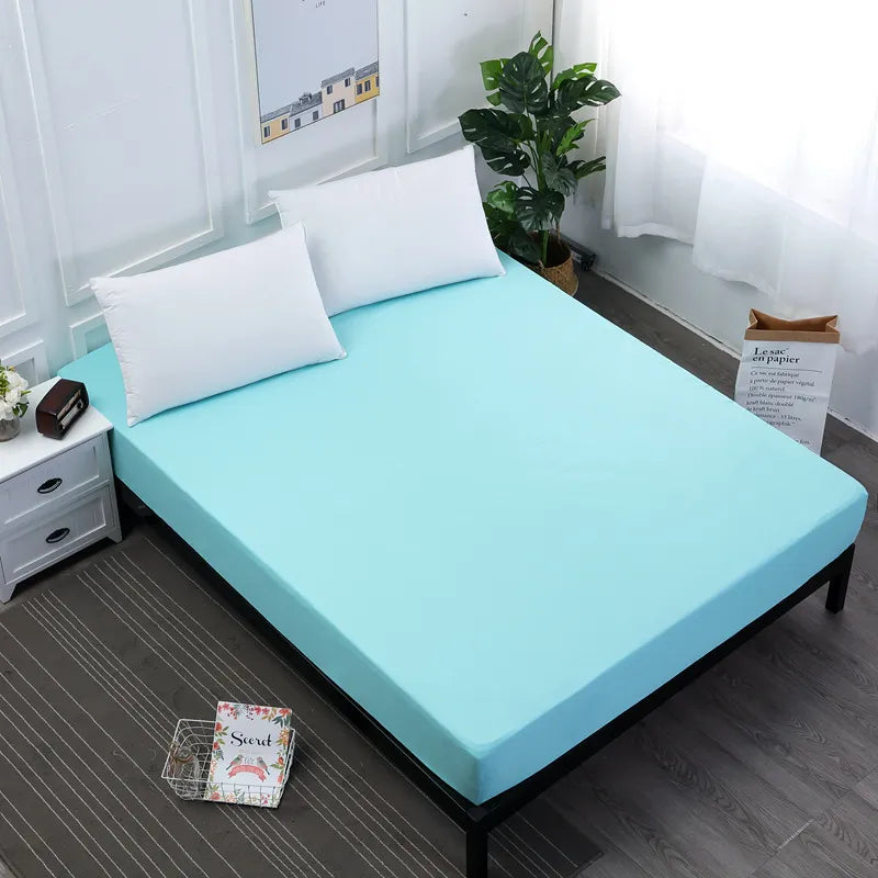 Solid Fitted Bed Sheet Mattress Protect Cover 90/140/160/180/200/220X200 With Elastic Band Sheets King Queen Double Single