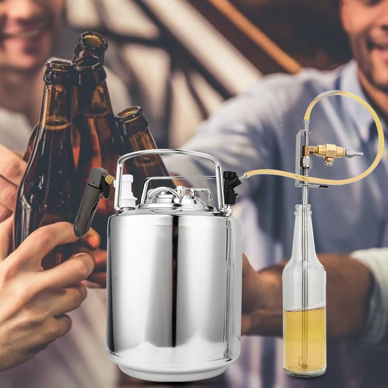 Stainless Steel Bottle Filler Beer Gun, Homebrew Kegging Co2 Carbonation Kit Handheld Easy Beer Filling Bottling With Swing Caps