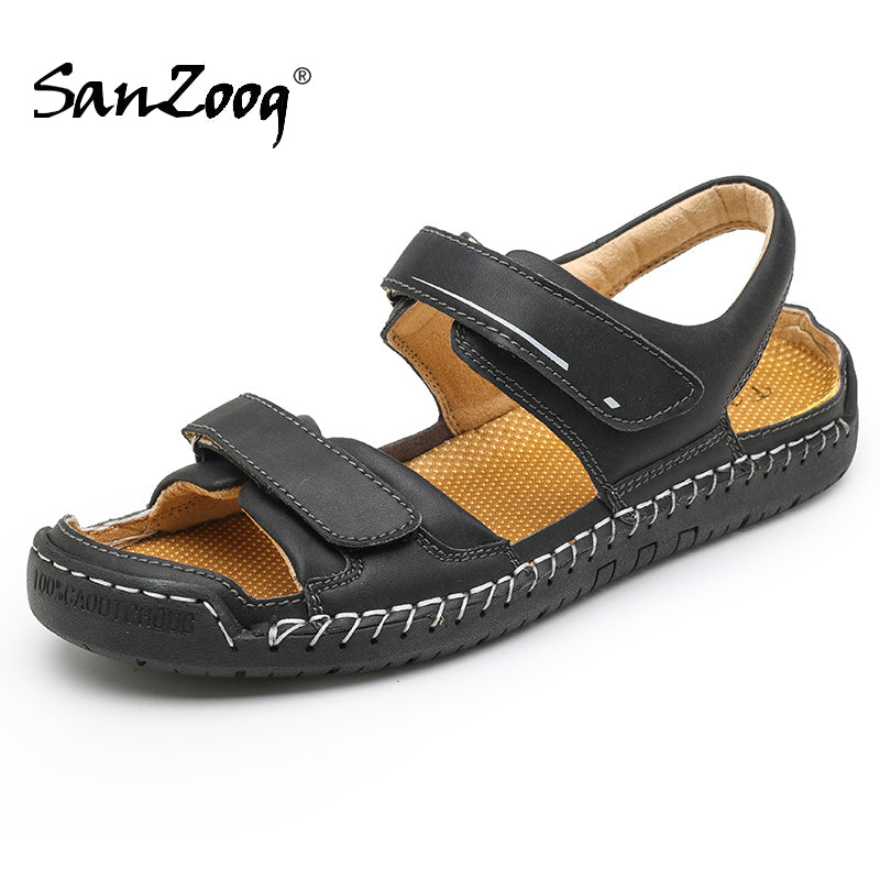 Summer Casual Breathable Open Shoes Men Leather Sandals Handmade Big Size 47 48 Sandalias Hombre Gladiator Rome Shoes