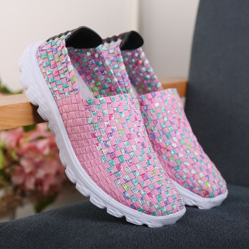 Summer Fashion Women Shoes Mesh Breathable Slip On Women Loafers Non-Slip Comfortable Soft Women Casual Shoes Large Size 35-41