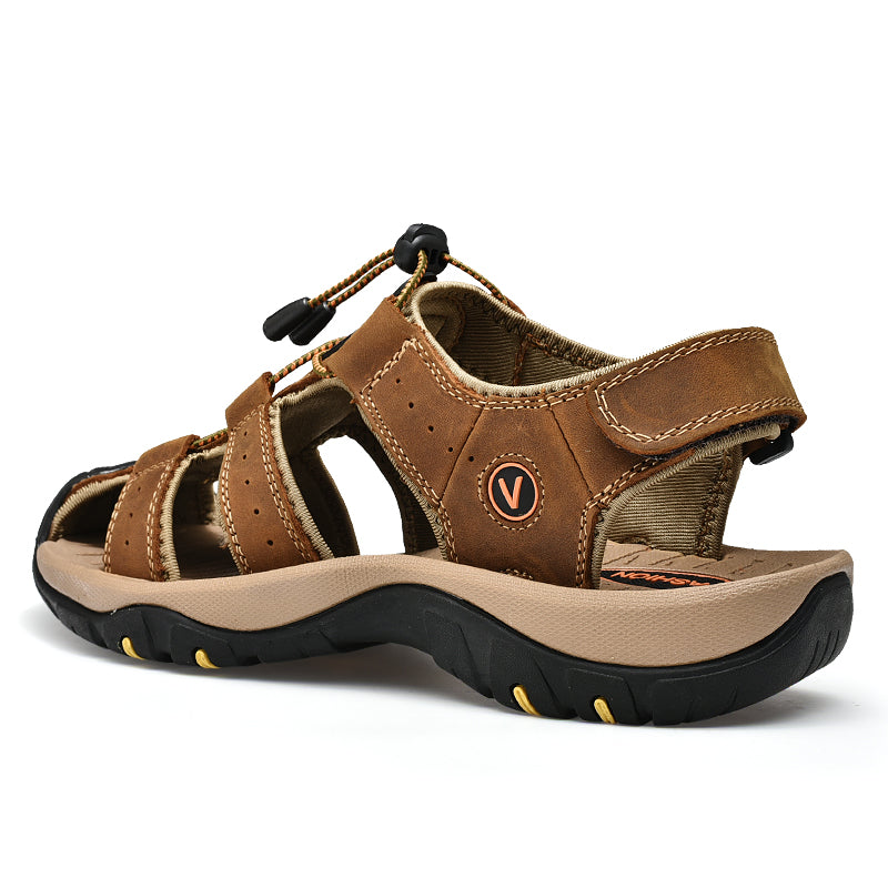 Summer Men Sandals Genuine Leather Men Casual Shoes Outdoor Men Leather Sandals For Men Beach Shoes Roman Shoes Plus Size 38-48