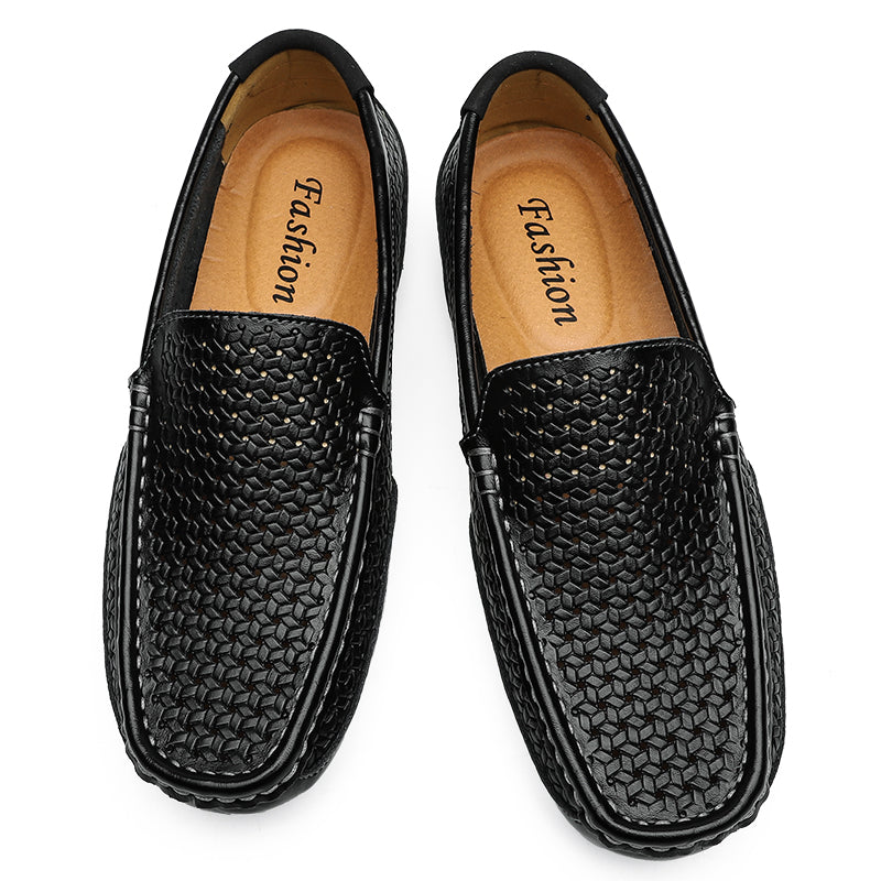 Summer Men Shoes Casual Luxury Brand Genuine Leather Mens Loafers Moccasins Italian Breathable Slip On Boat Shoes Black Jkpudun