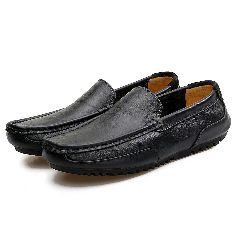 Summer Men Shoes Casual Luxury Brand Genuine Leather Mens Loafers Moccasins Italian Breathable Slip On Boat Shoes Black Jkpudun