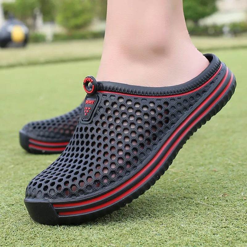 Summer Slippers Men Hollow Out Breathable Beach Flip Flops Unisex Casual Slip-On Flats Sandals Zapatos Hombre Men Shoes Size 45