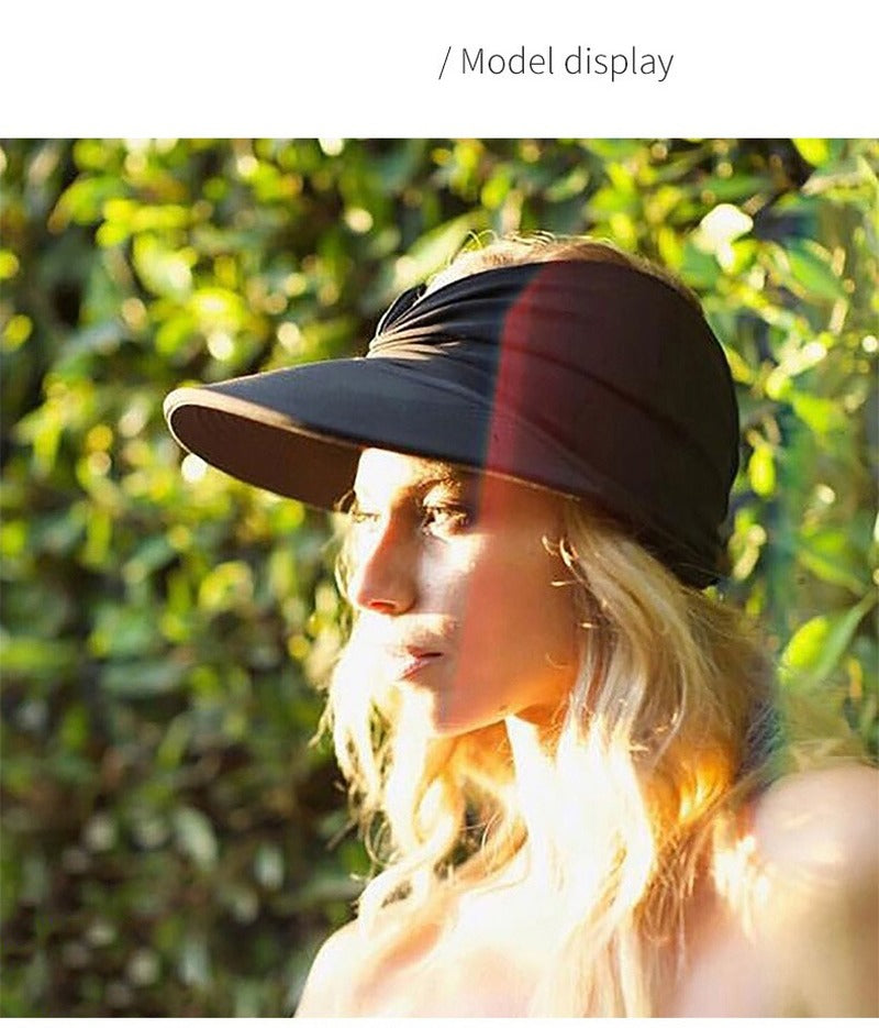 Summer Women Sun Hat Female Elastic Hollow Cap Adult Sun Protection Oversized Brim Sunhat Anti-Ultraviolet Elastic Hat For Women