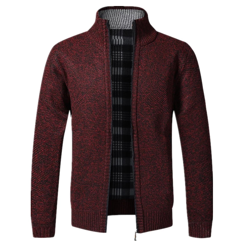 Sweater Men Autumn Winter Cardigan Sweatercoats Male Thick Faux Fur Wool Mens Sweater Jackets Casual Knitwear Plus Size M-4Xl