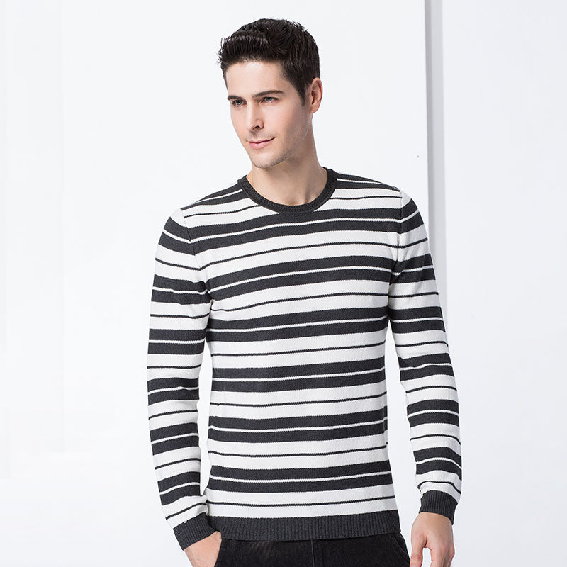 Tiger Castle Men Pullovers Sweater Fashion Male Long Sleeve Striped Knitted Sweaters Casual Brand Mens Slim Fit Quality Knitwear