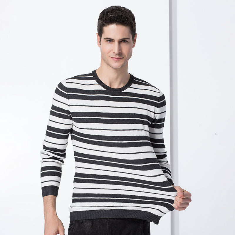 Tiger Castle Men Pullovers Sweater Fashion Male Long Sleeve Striped Knitted Sweaters Casual Brand Mens Slim Fit Quality Knitwear