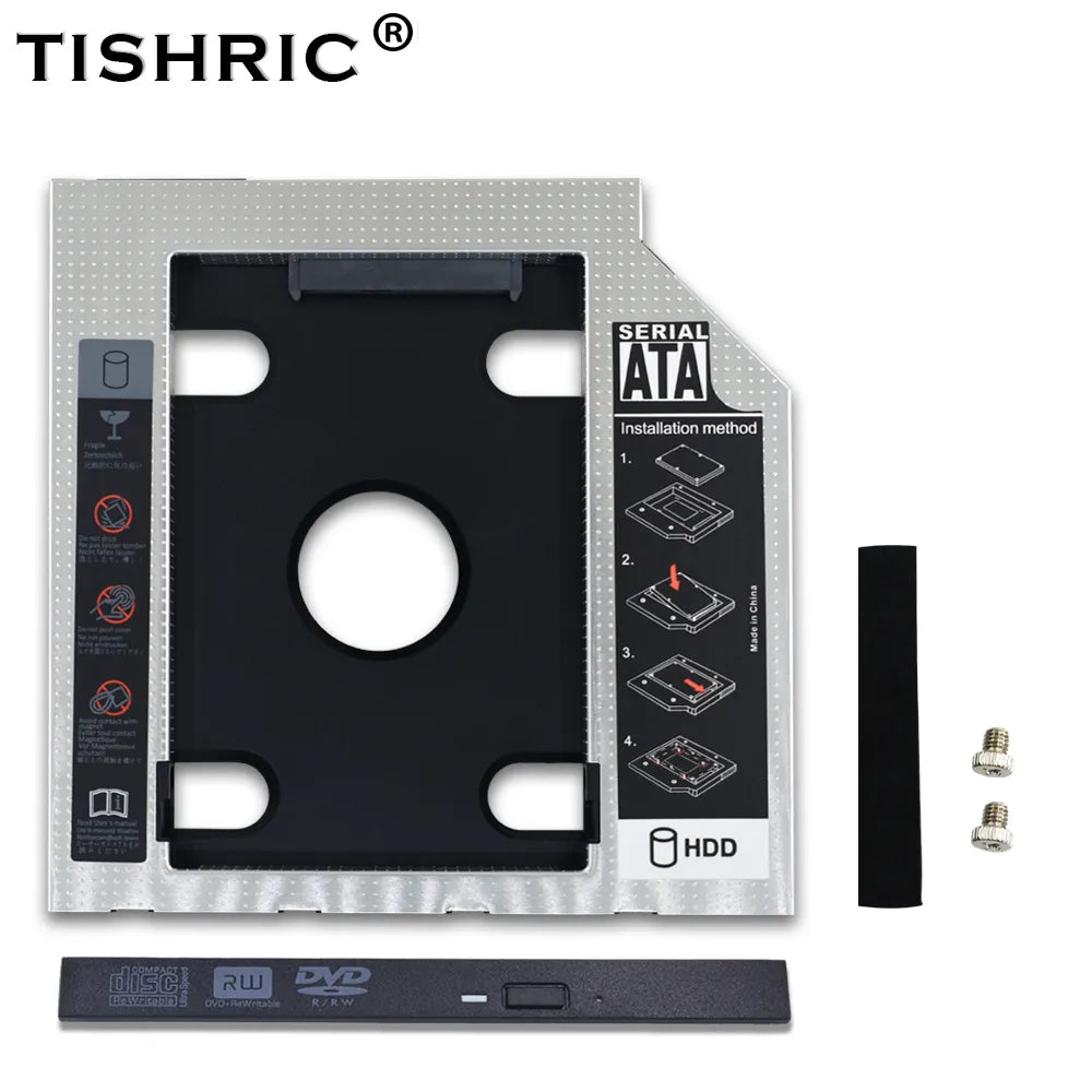 Tishric 2Nd Hdd Caddy 12.7Mm/9.5Mm Optibay Sata 3.0 2.5 Ssd Hard Disk Drive Hdd Case/Box/Enclosure For Laptop Cd-Rom Adapter