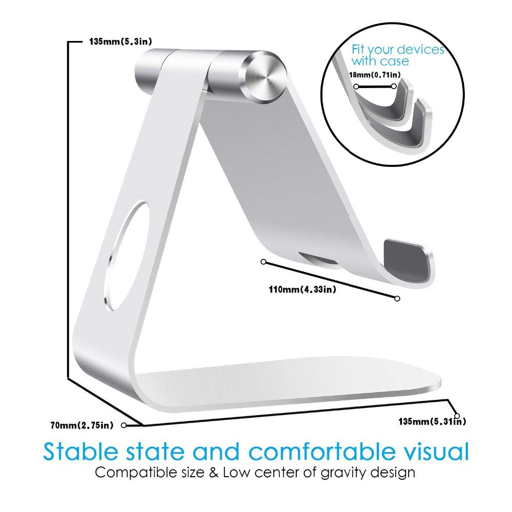 Tablet Stand Adjustable,Aluminum Desktop Stand Holder Dock Compatible 4-13 Inch Tablet For Ipad 9.7,10.5,12.9,Kindle,Nexus