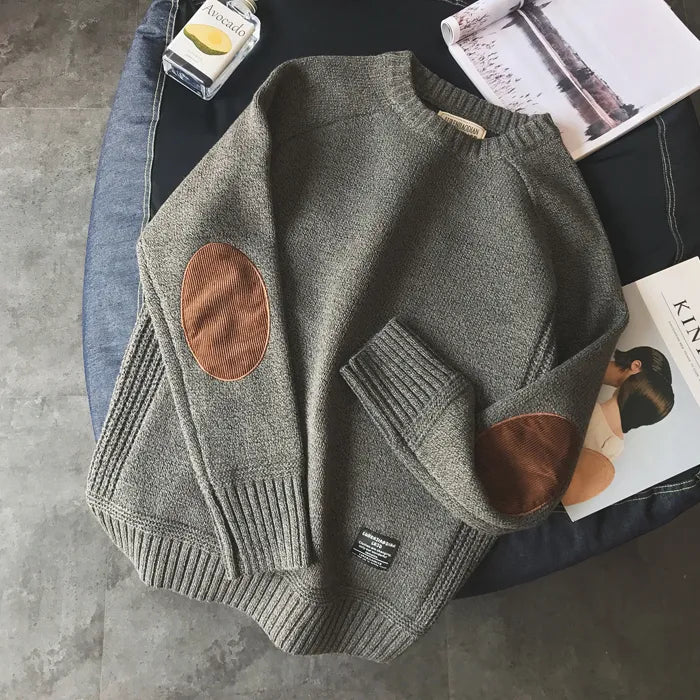 Thicken Coarse Wool Pullover Men Sweater 2023 Autumn Winter Clothing Vintage Patch Design Jumper Pull Homme Mens Knitted Sweater