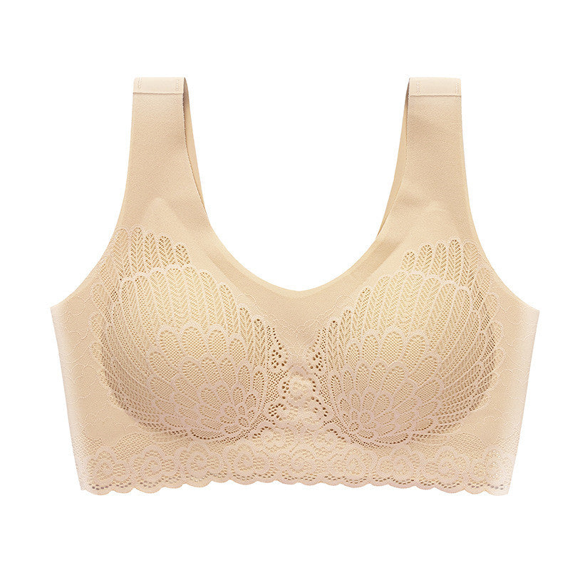 Thin Push Up Vest Bra Women Seamless Underwear Solid Lace Soft Comfortable Sleep Top With Chest Padded Bras For Women M L Xl Xxl