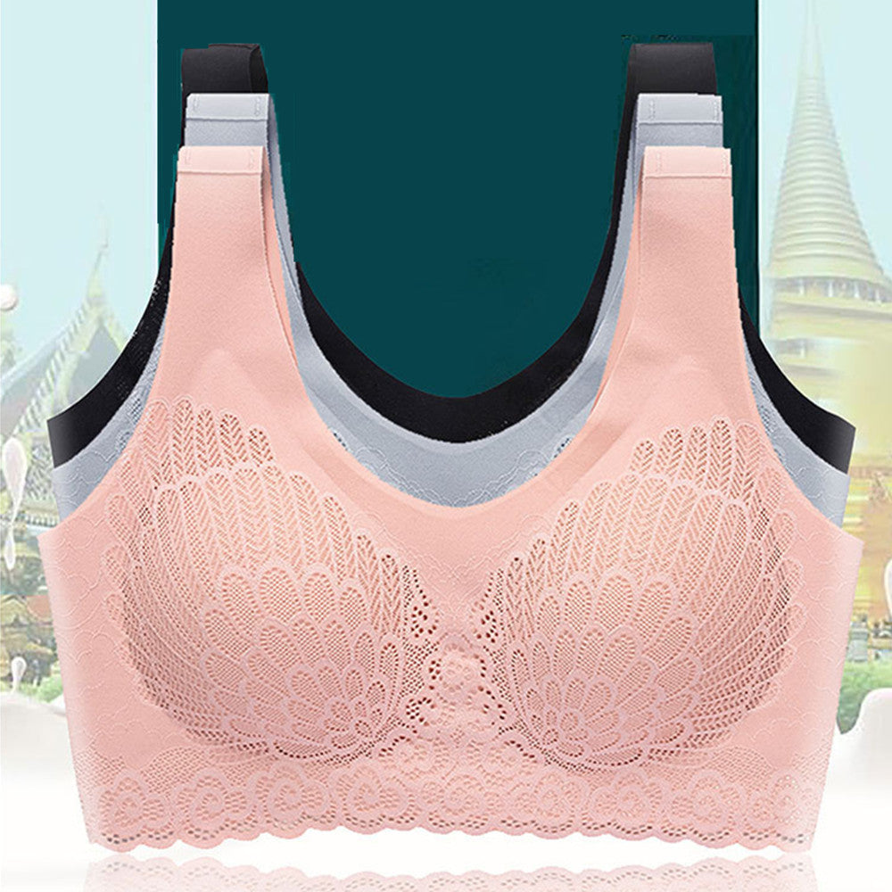 Thin Push Up Vest Bra Women Seamless Underwear Solid Lace Soft Comfortable Sleep Top With Chest Padded Bras For Women M L Xl Xxl