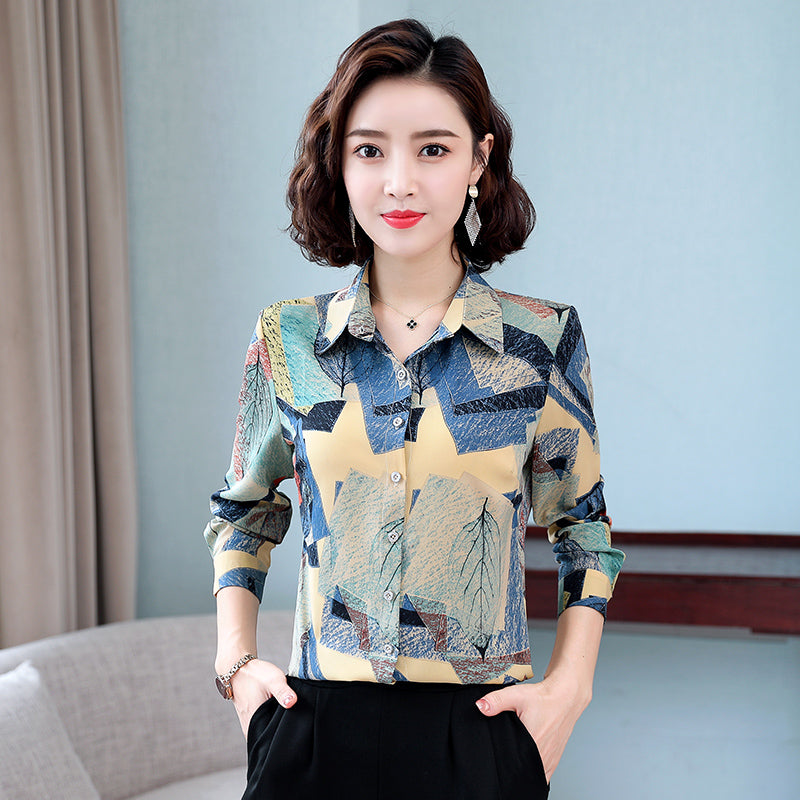 Tingyili M-5Xl Fashion Women'S Shirt Korean Style Long Sleeve Chiffon Blouse Vintage Floral Print Ladies Tops Boho