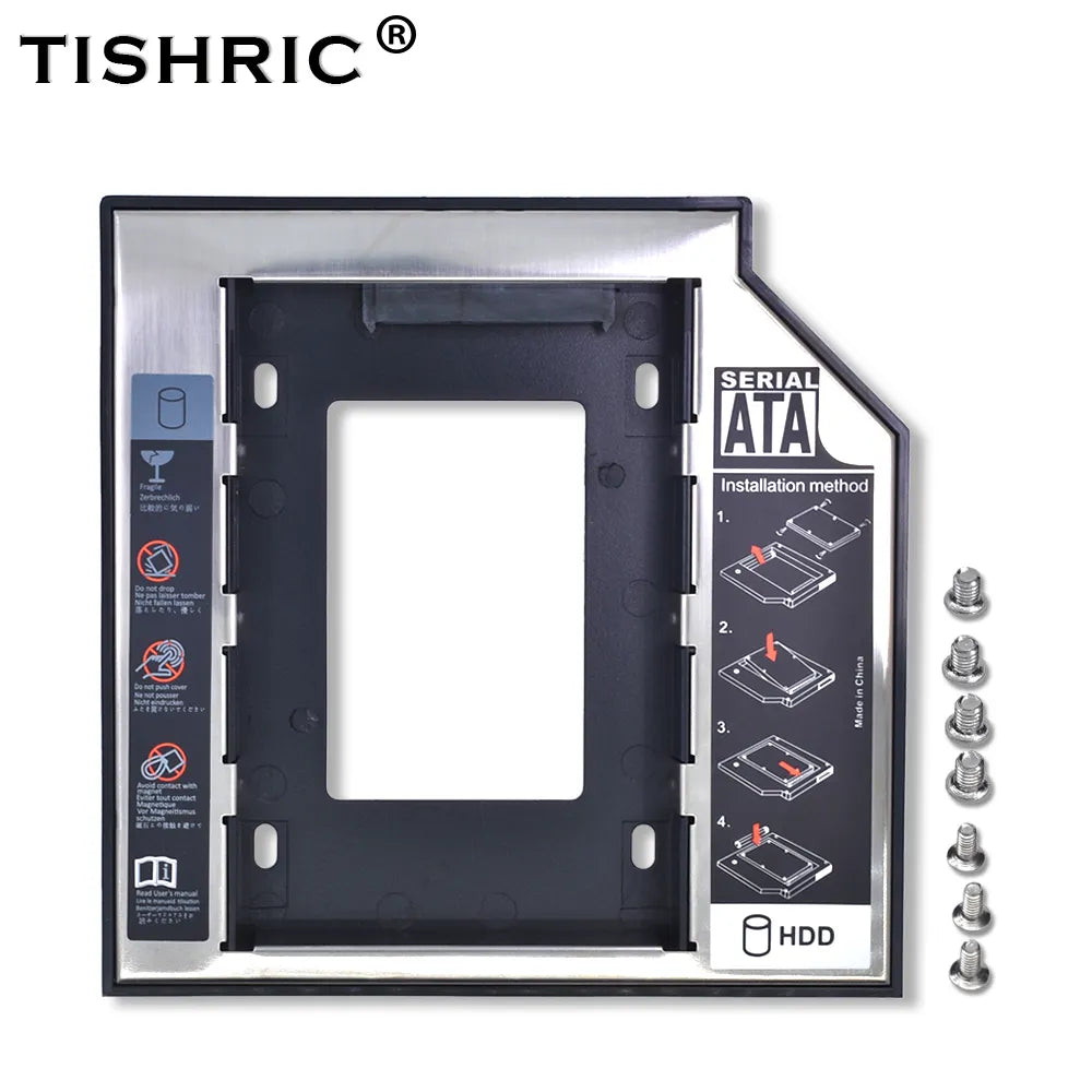 Tishric Aluminum/Plastic 9.5/12.7Mm Sata 3.0 2.5" Universal Hdd Caddy Case Enclosure Adapter Dvd Hdd Hard  Box For Cd Optibay