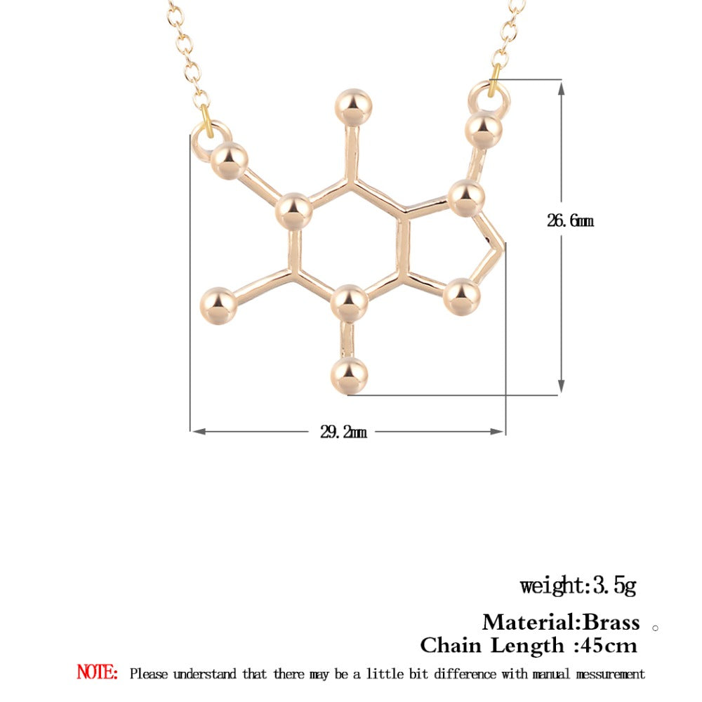 Todorova Gothic Minimalist Caffeine Necklace Molecule Pendant Chemistry Charm Anniversary Graduation Bridesmaid Gift
