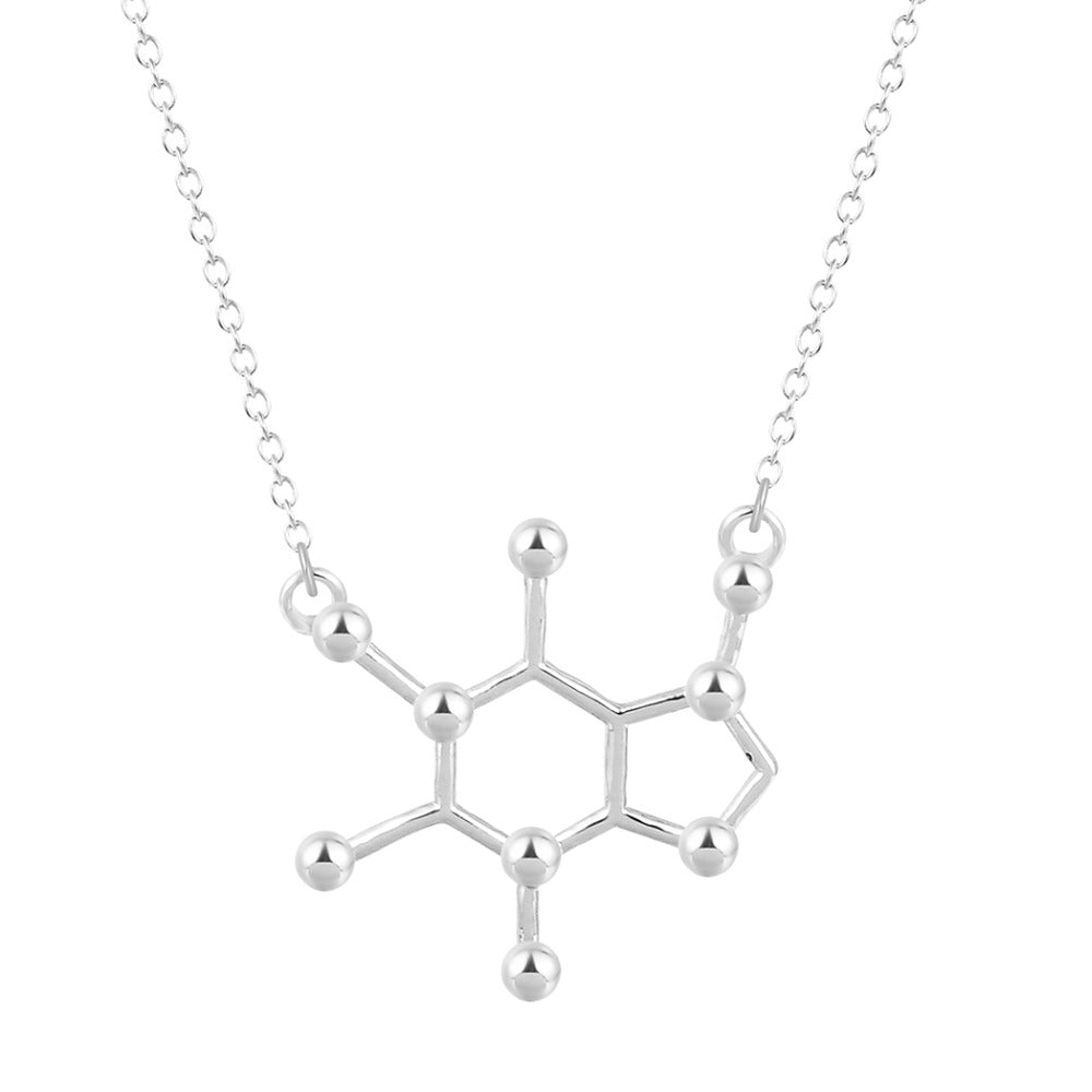 Todorova Gothic Minimalist Caffeine Necklace Molecule Pendant Chemistry Charm Anniversary Graduation Bridesmaid Gift