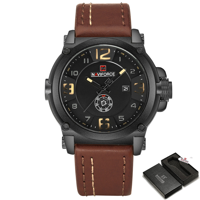 Top Brand Luxury Naviforce Men Sports Watches Men'S Army Military Leather Quartz Watch Male Waterproof Clock Relogio Masculino