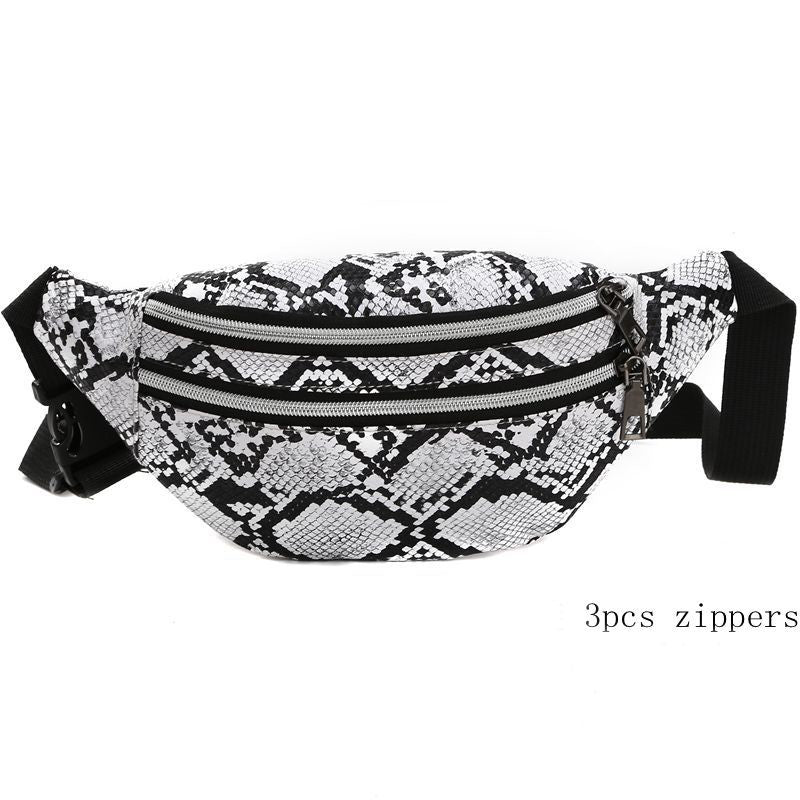 Travel Fashion Waist Bag Women'S Snake Pattern Pu Leather Fanny Pack Ladies Portable Chest Bag