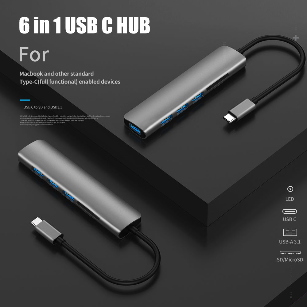 Usb 3.1 Type-C Hub To Hdmi Adapter 4K Thunderbolt 3 Usb C Hub With Hub 3.0 Tf Sd Reader Slot Pd For Macbook Pro/Air/Huawei Mate