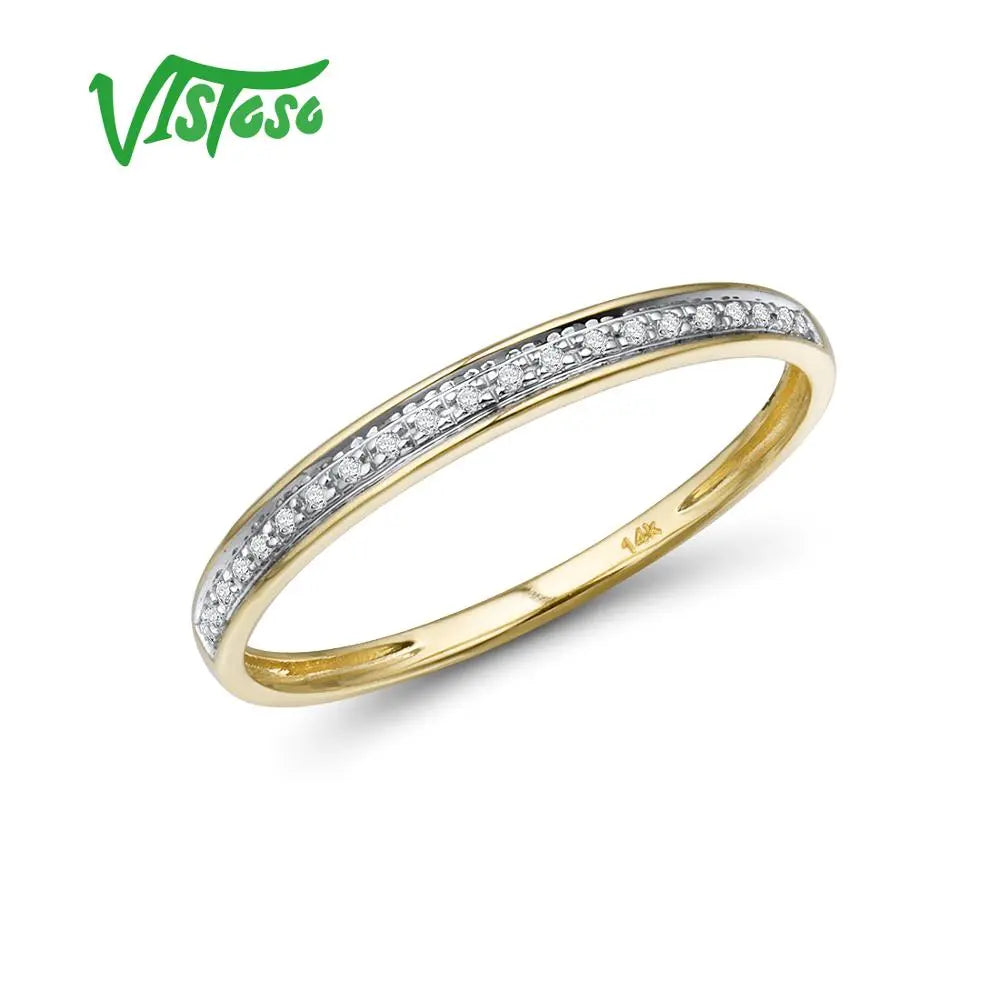 Vistoso Genuine 14K White/Yellow/Rose Gold Rings For Women Simple Style Eternal Diamond Ring Engagement Anniversary Fine Jewelry