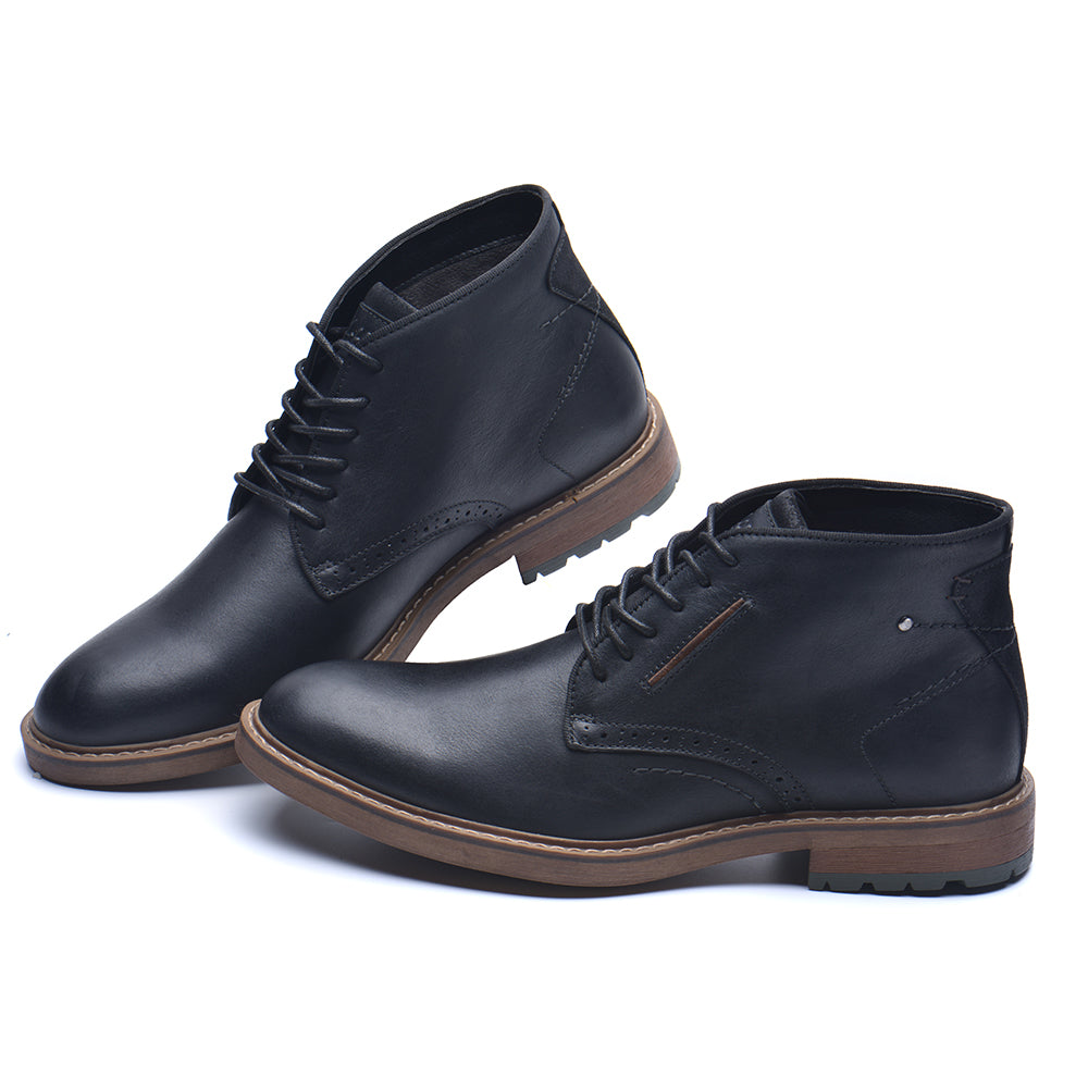 Vryheid 2023 New High Quality Men'S High Boots Plus Velvet Shoes Large Size Shoes Men Genuine Leather Bushacre 2 Chukka Boots