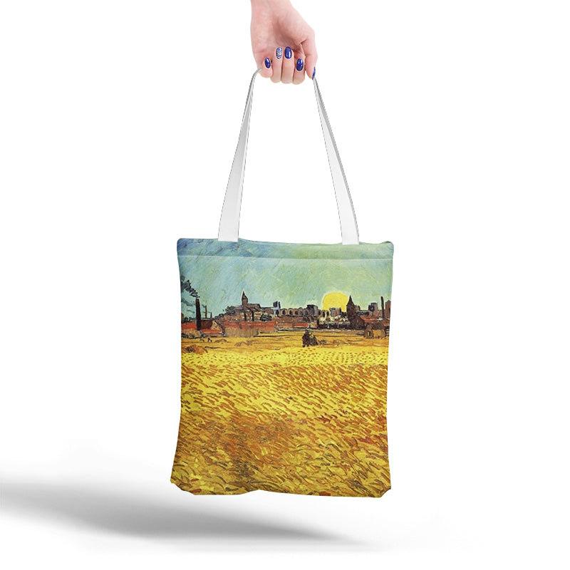 Van Gogh Oil Painting Printed Shopping Bag Portable High Quality Eco Reusable Tote Handbag Lightweight Shoulder Bags