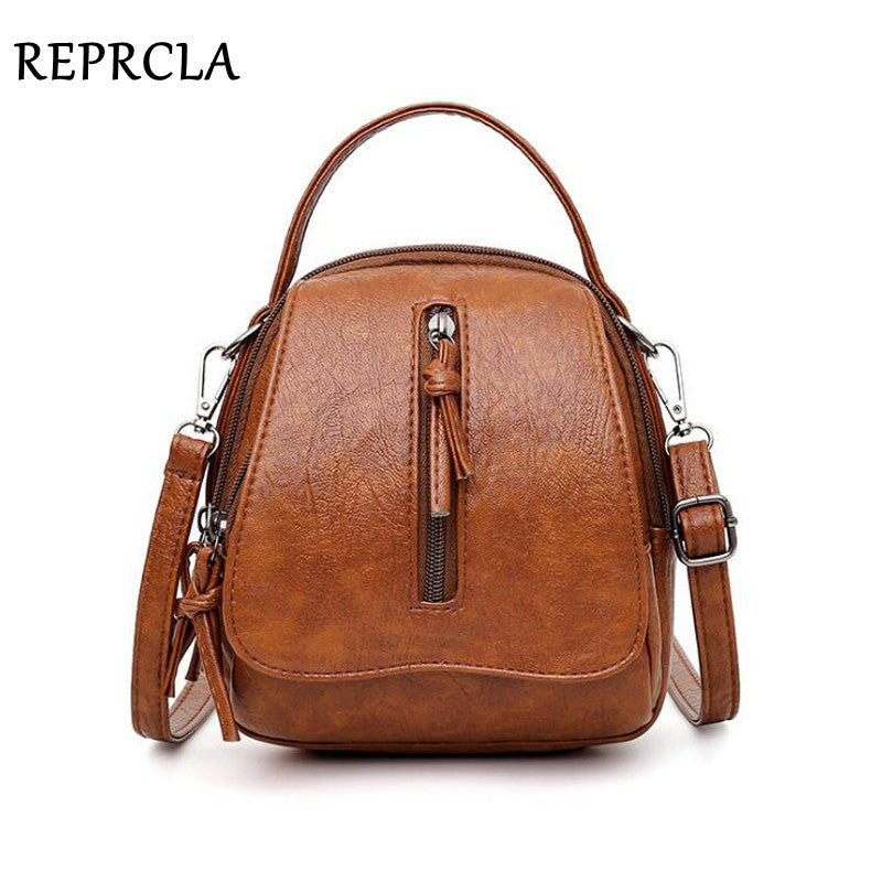 Vintage Soft Leather Shoulder Bags For Women Large Capacity Female Handbag Double Compartment Crossbody Bags Lady Small Tote
