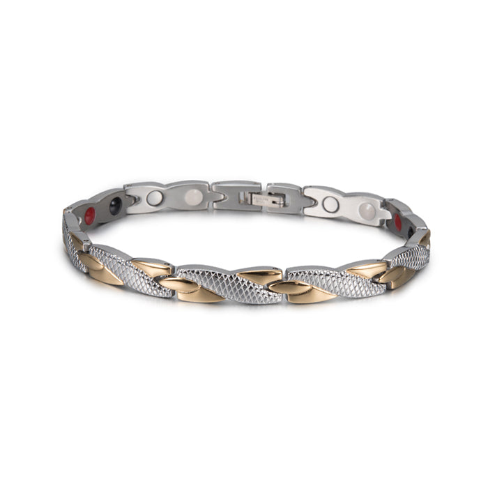 Vinterly Health Energy Bracelet Male Cross Stainless Steel Magnetic Bracelet Men Gold-Color Chain Link Bracelet For Men Jewelry