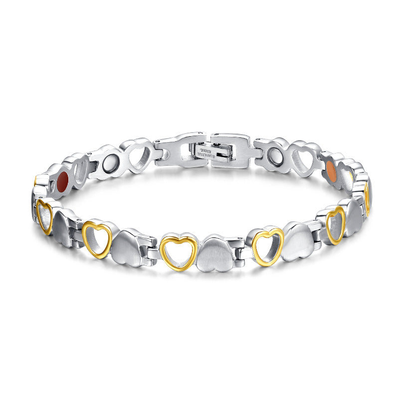 Vinterly Magnetic Bracelets For Women Heart Chain Women Bracelet Germanium Health Energy Stainless Steel Bracelet Women Benefits