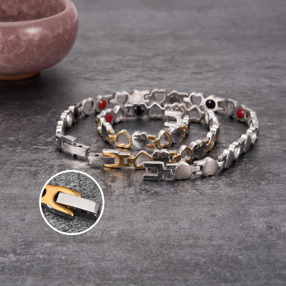 Vinterly Magnetic Bracelets For Women Heart Chain Women Bracelet Germanium Health Energy Stainless Steel Bracelet Women Benefits