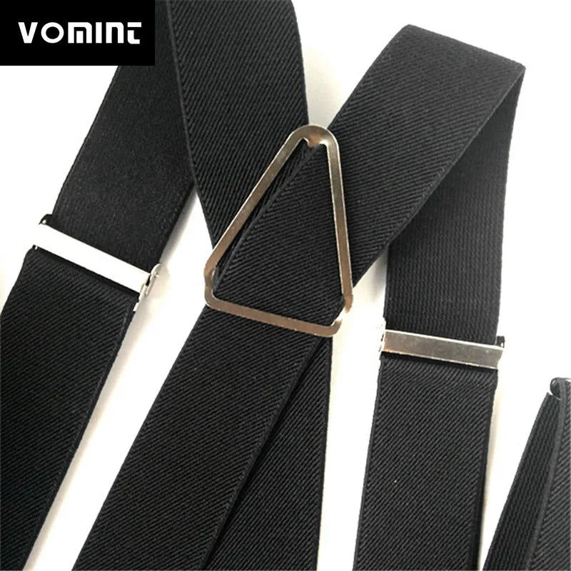 Vomint Solid Color Unisex Adult Suspenders Men Xl Large Size 3.5 Width 4 Clips Suspender Adjustable Elastic X Back Women Braces