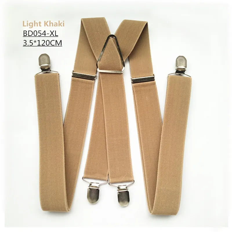 Vomint Solid Color Unisex Adult Suspenders Men Xl Large Size 3.5 Width 4 Clips Suspender Adjustable Elastic X Back Women Braces