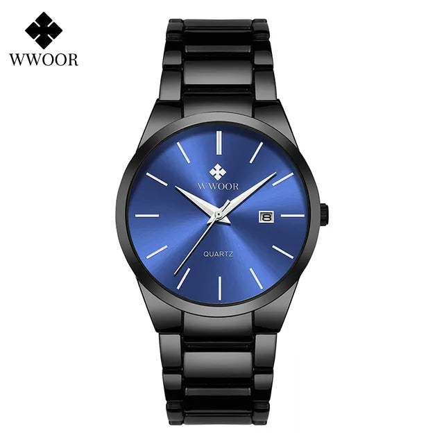 Wwoor Luxury Watch Men Business Sports Mens Quartz Wristwatches Gold Stainless Steel Waterproof Automatic Date Relogio Masculino