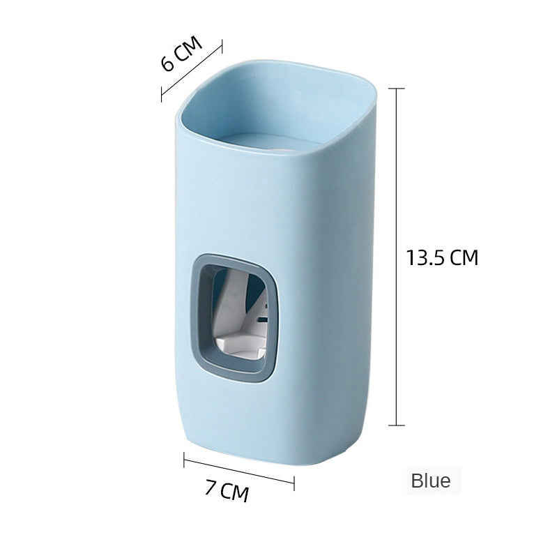 Wall Mounted Automatic Toothpaste Dispenser Wheat Straw Dust-Proof Holder Toothbrush   Toothpaste Squeezer Bathroom Storage Tool