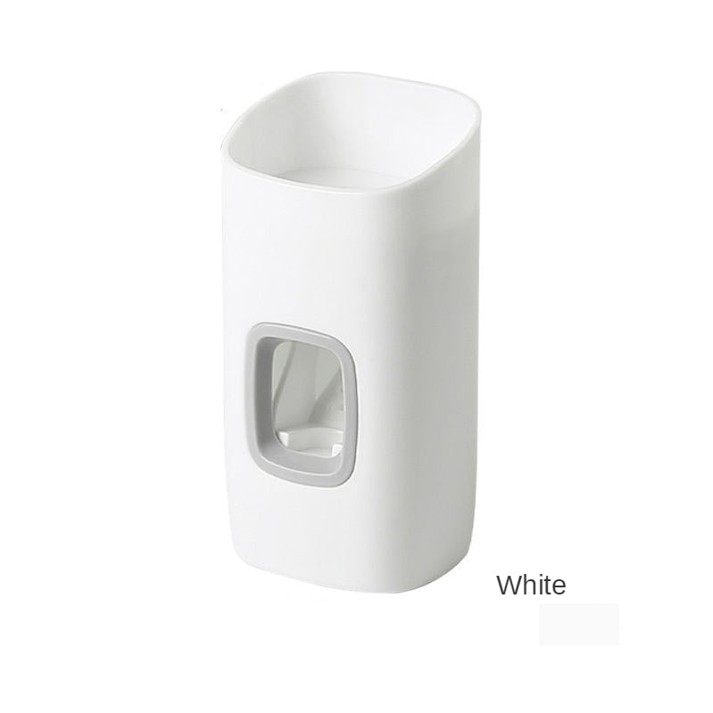 Wall Mounted Automatic Toothpaste Dispenser Wheat Straw Dust-Proof Holder Toothbrush   Toothpaste Squeezer Bathroom Storage Tool