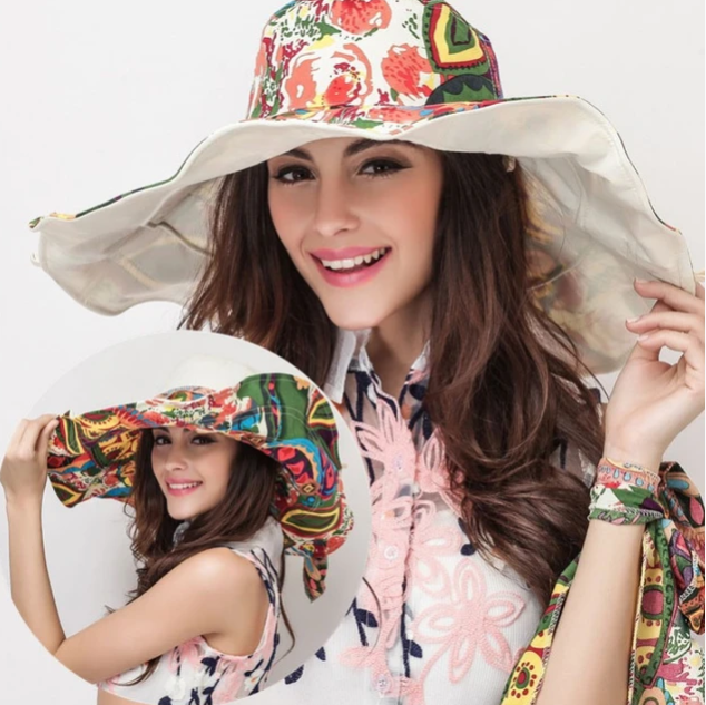 Wide Brim New Hot Fashion Design Flower Big Beach Hat Foldable Brimmed Sun Hat Summer Hats For Women Uv Protection Fisherman Cap